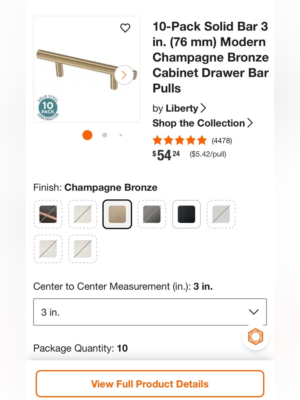 Liberty Champagne Bronze Cabinet Drawer Bar Pull - 3 inch (6 total)